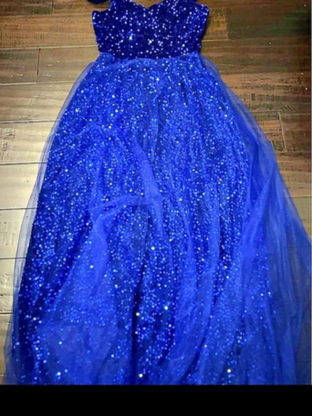 Blue Sequin Prom Dress